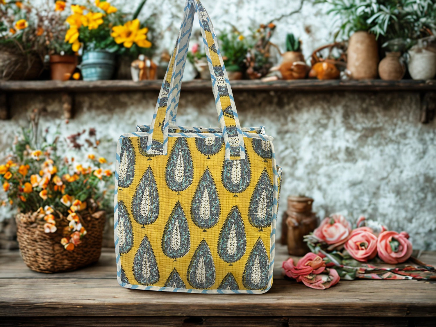 HANDBLOCK PRINTED LUNCH BAGS
