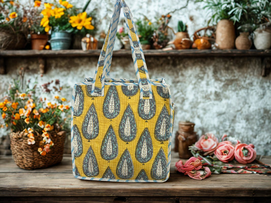 LUNCH BAGS- HANDBLOCK PRINTED
