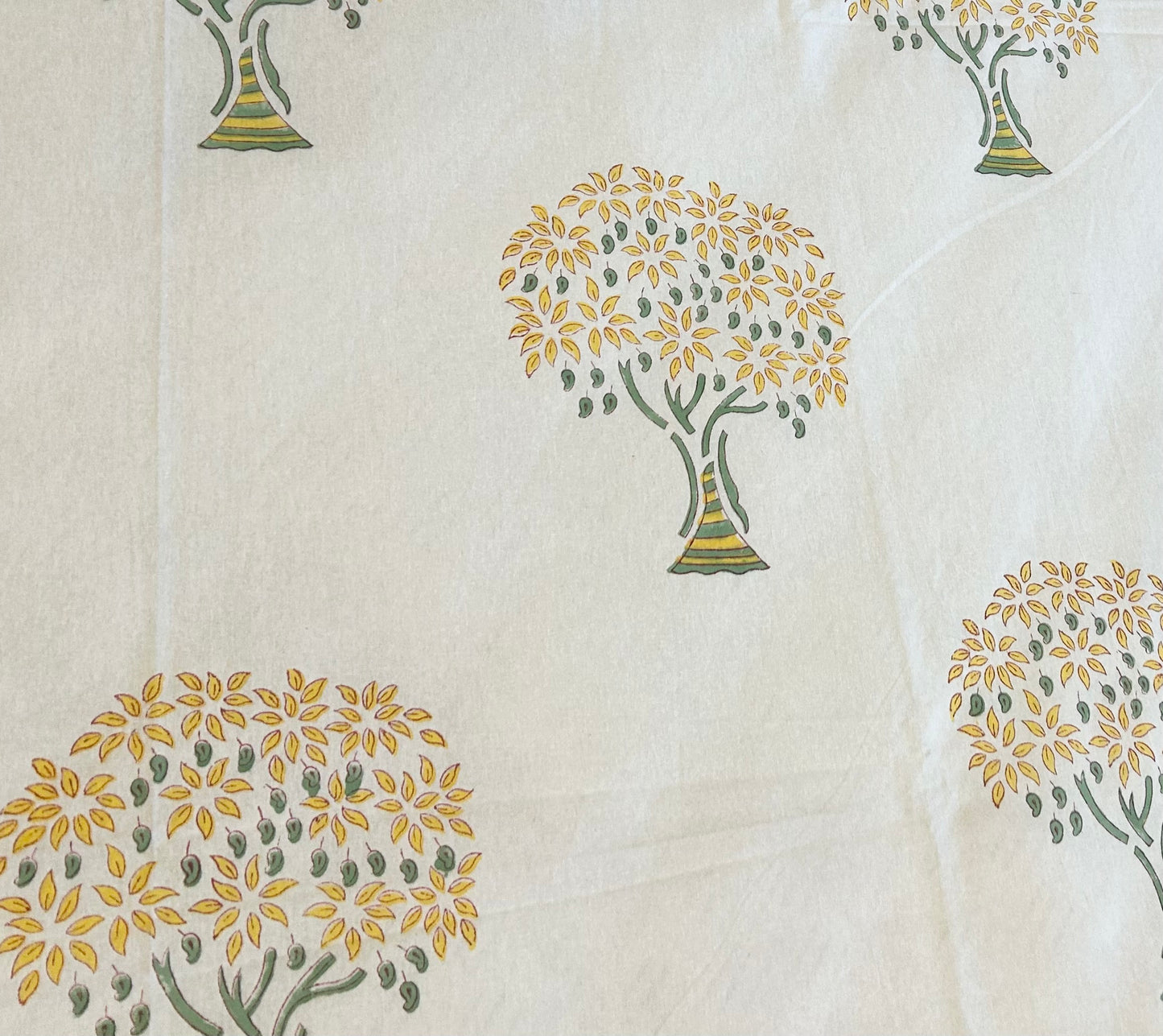 YELLOW WISHING TREE HANDBLOCK BEDSHEET