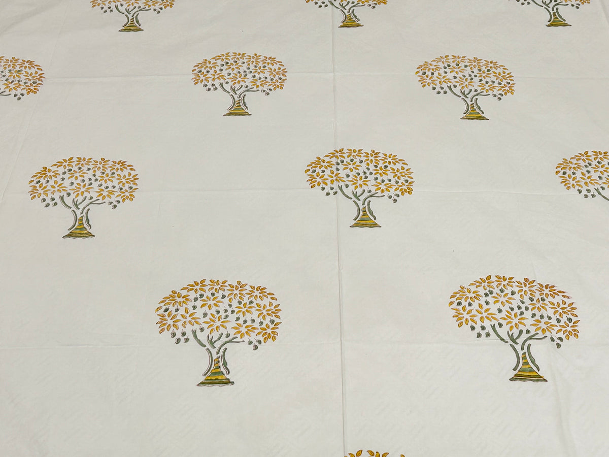 YELLOW WISHING TREE HANDBLOCK BEDSHEET