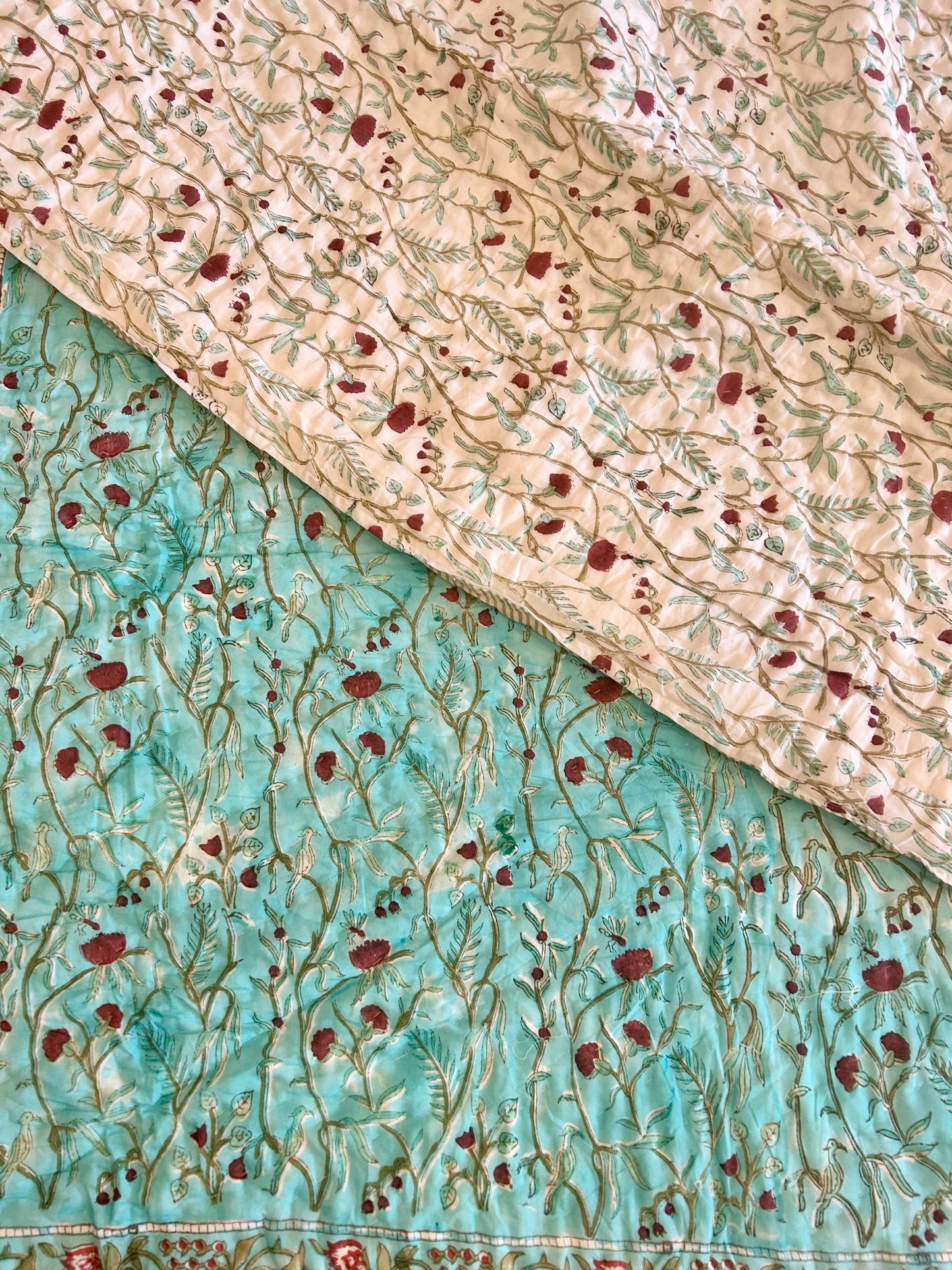 Flora Handblock printed bedsheet