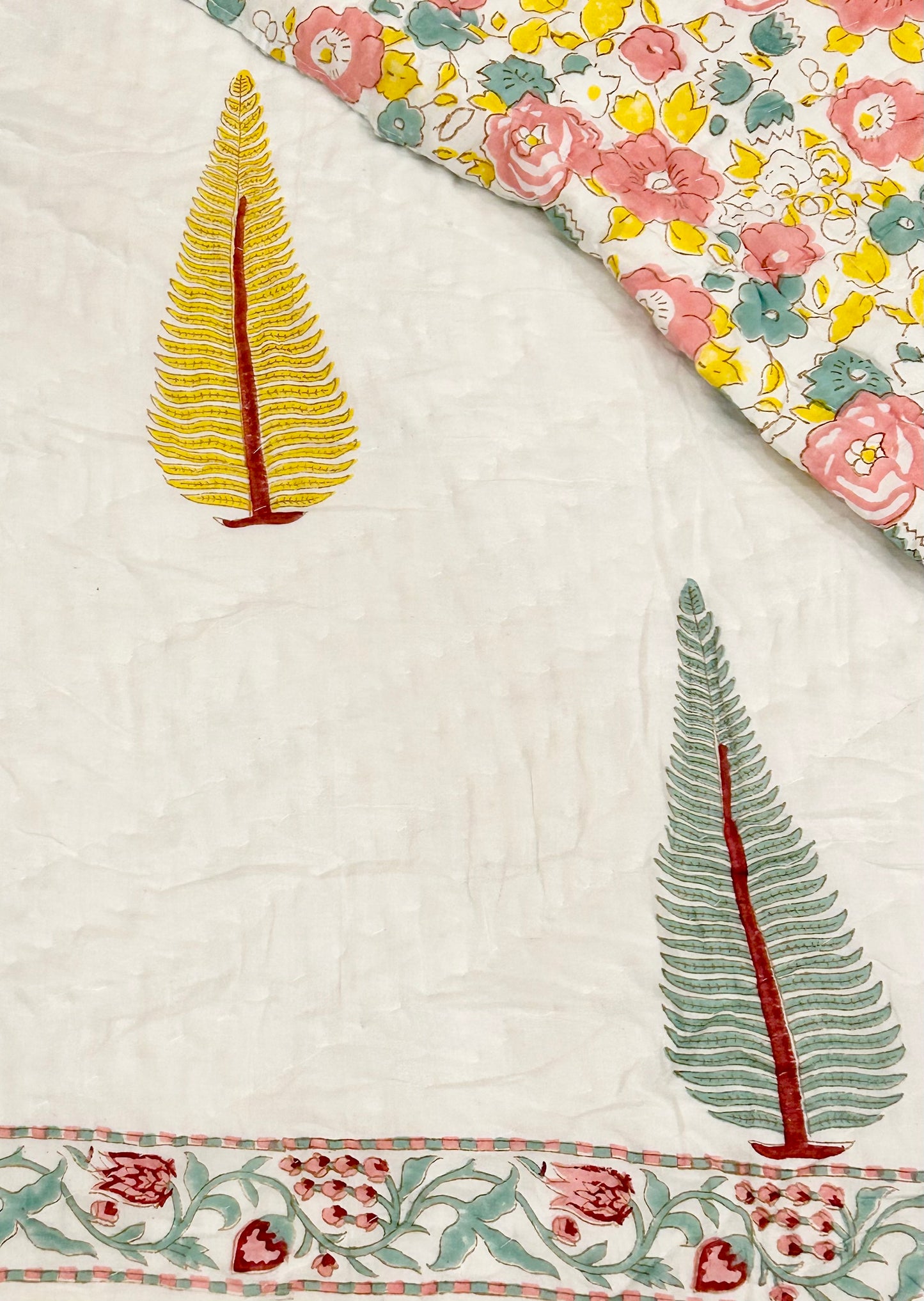 Autumn meadow- Handblock Printed Bedsheet