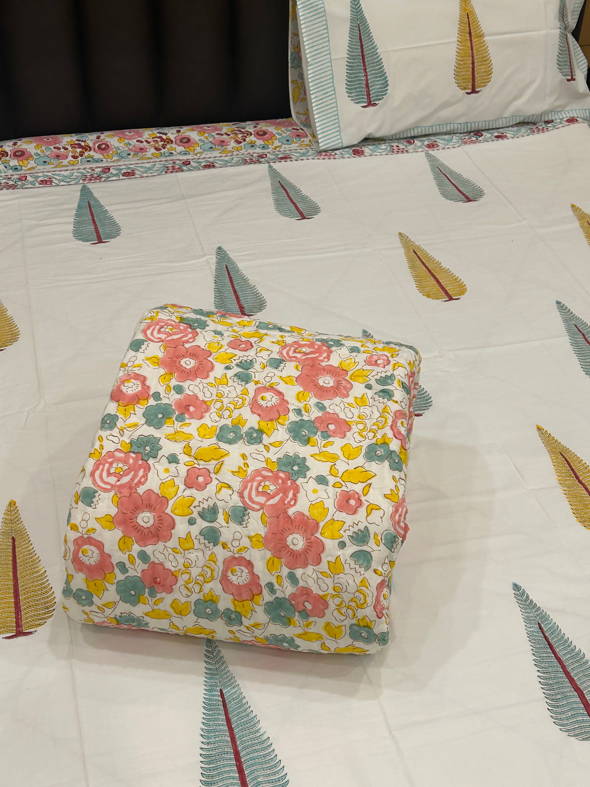 HANDBLOCK PRINT PURE MULMUL COTTON QUILT