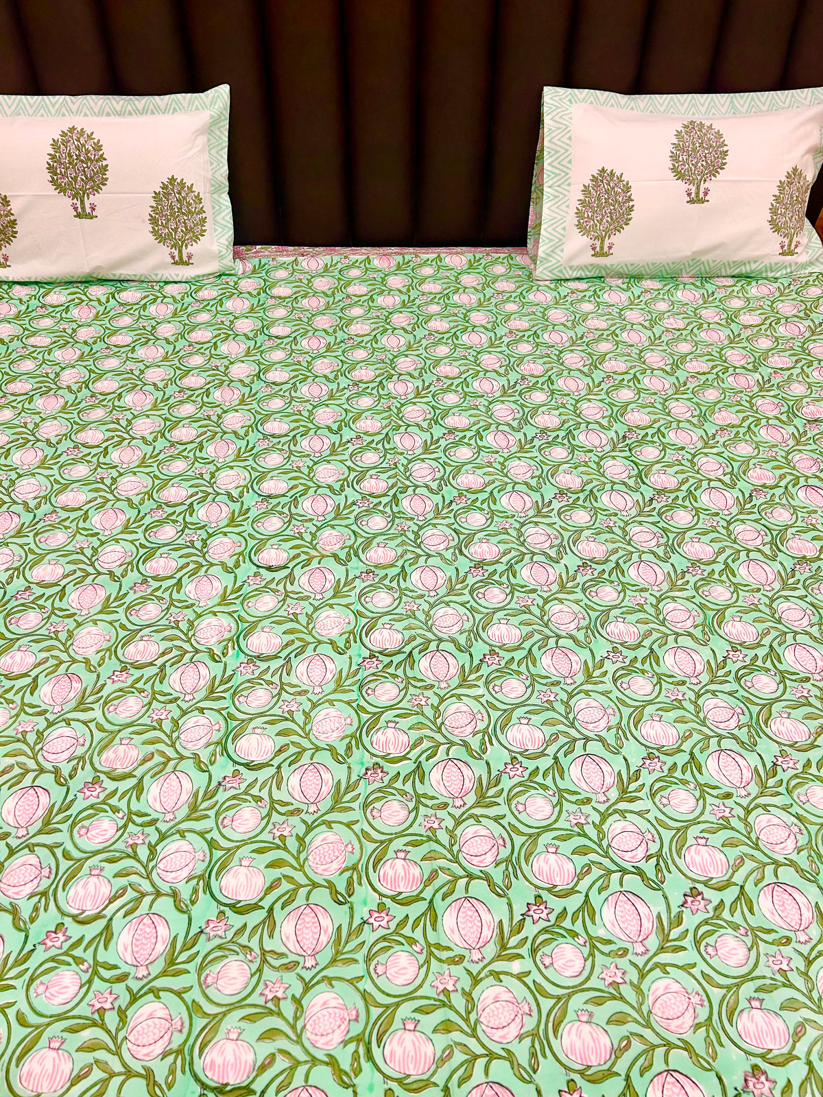 Pomegranate Haven Handblock Printed Bedsheet