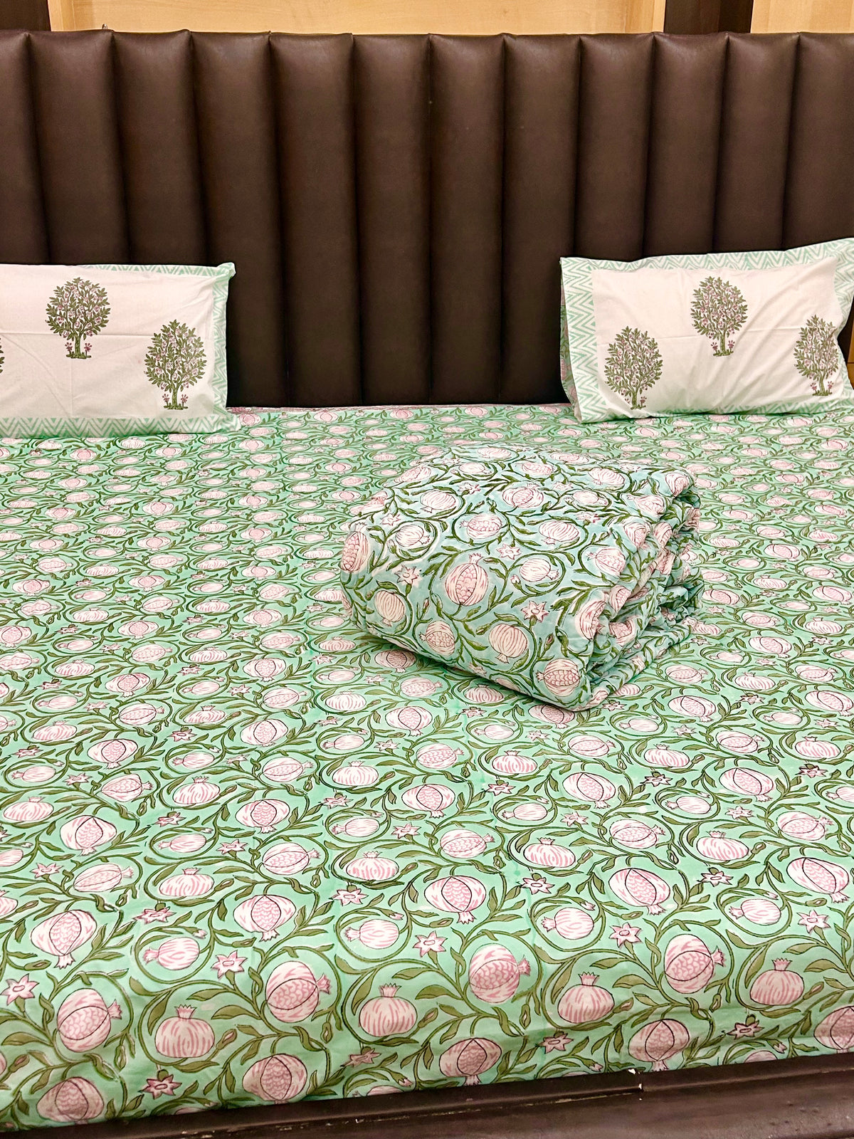 Pomegranate Haven Handblock Printed Bedsheet